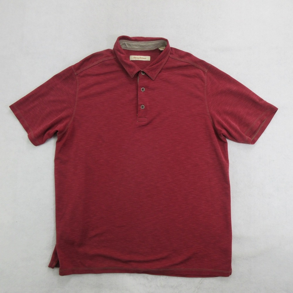 Tommy Bahama Mens Polo Shirt XL Red Short Sleeve Modal Blend